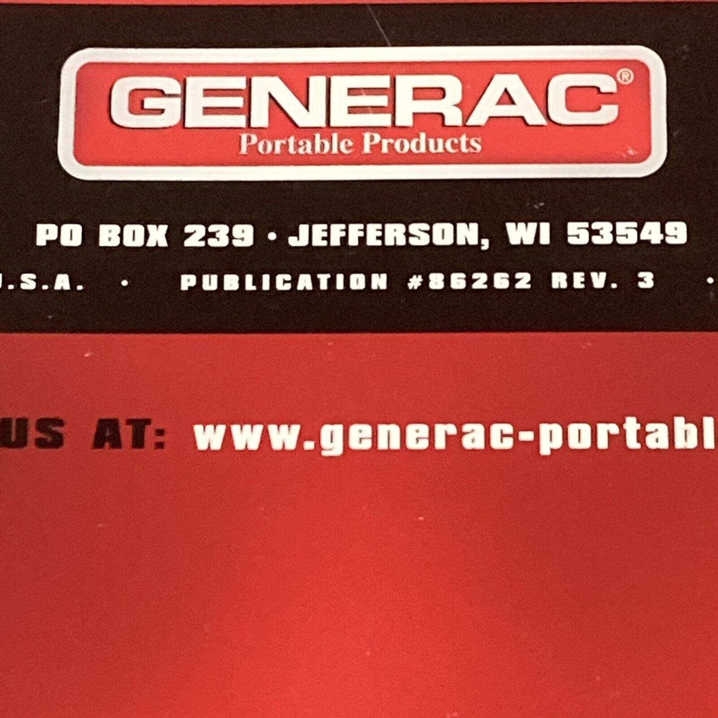 GENERAC 86262 PORTABLE GENERATORS FAMILIARIZATION & TROUBLESHOOTING GUIDE