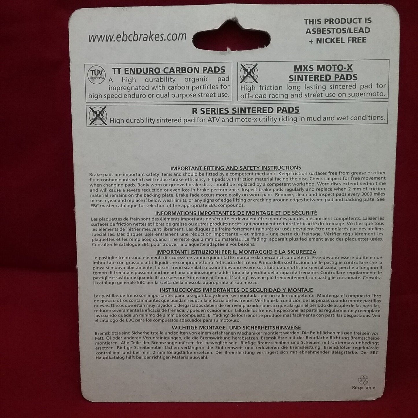 NEW EBC FA475R OFF-ROAD BRAKE PADS POLARIS SPORTSMAN