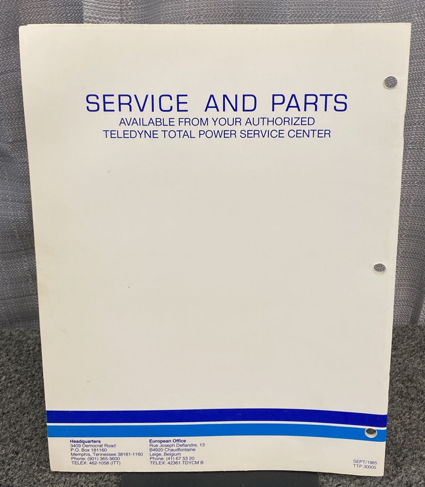 TELEDYNE TOTAL POWER WISCONSIN ROBIN W1-185V & W1-145V ILLUS. PARTS CATALOG