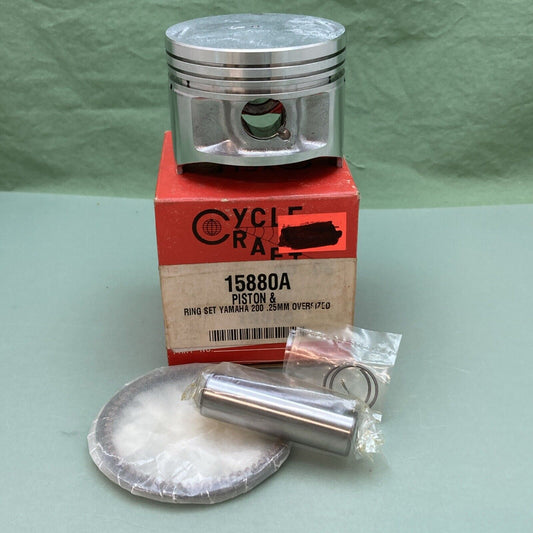 NEW GENUINE CYCLE CRAFT 15880A PISTON & RING SET YAMAHA 200 .25MM OVERSIZED