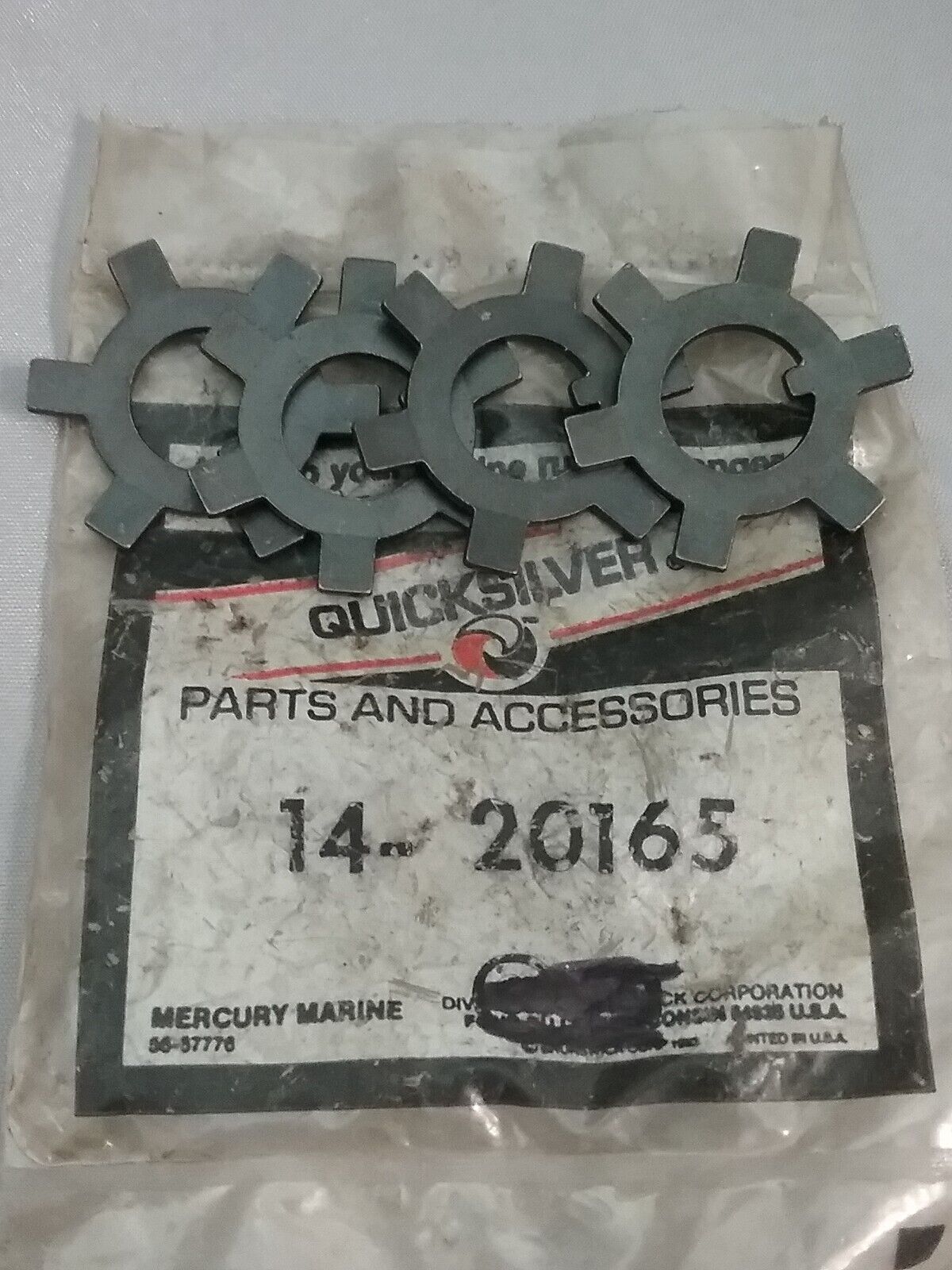 QTY4 NEW QUICKSILVER 14-20165 WASHER-TAB Mercury Outboard 20-200HP