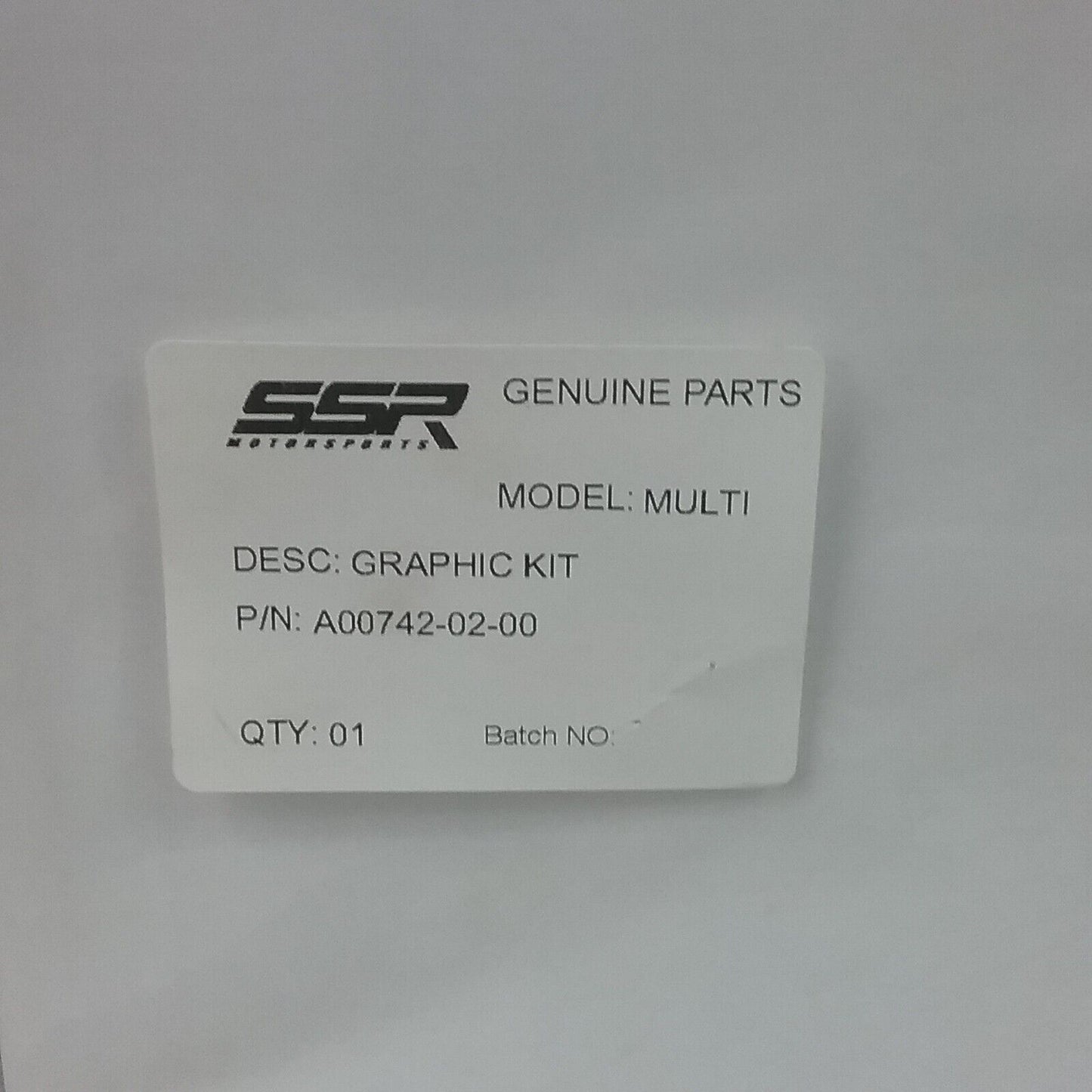 NEW SSR PARTIAL GRAPHIC KIT A00742-02-00