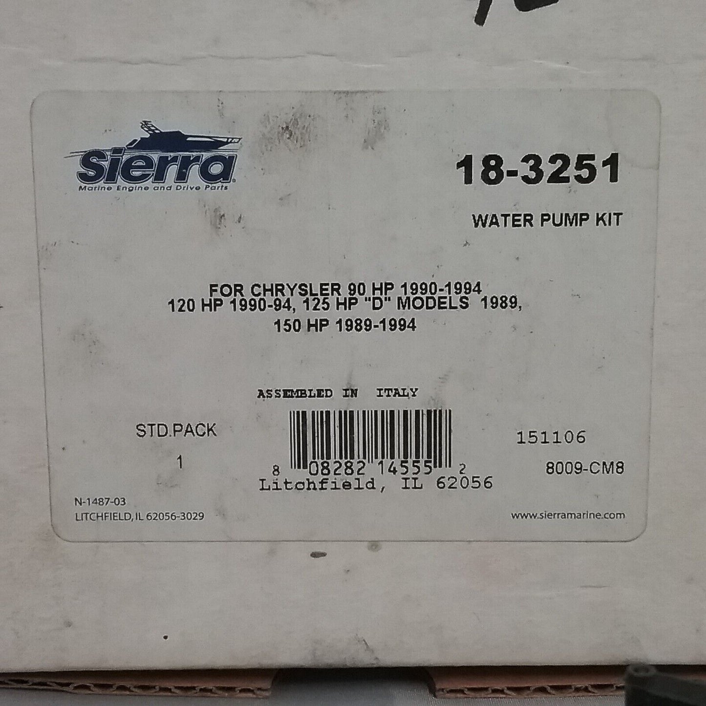 NEW SIERRA 18-3251 Pump Service Kit Chrysler Force 85-150HP