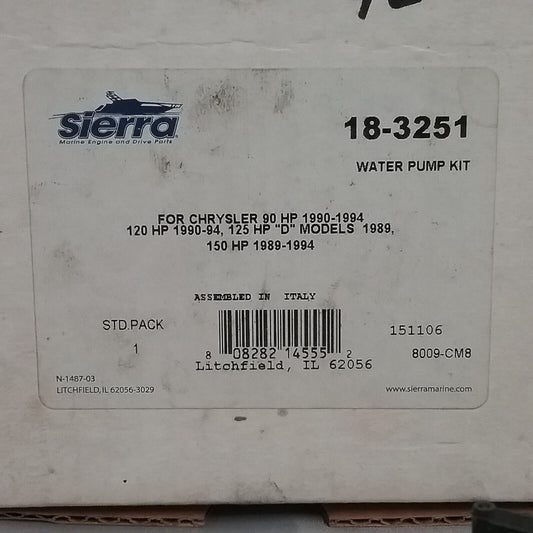 NEW SIERRA 18-3251 Pump Service Kit Chrysler Force 85-150HP