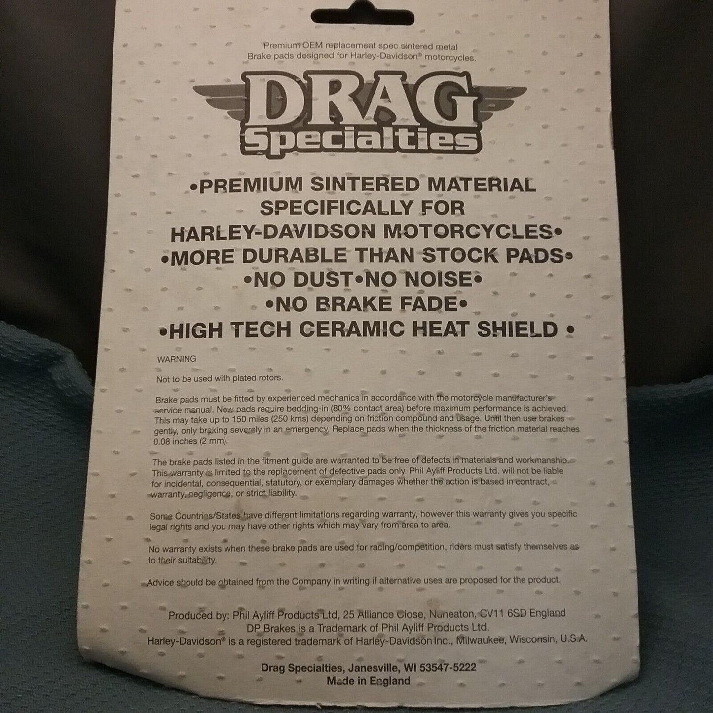 NEW DRAG SPECIALTIES 1721-272 BRAKE PADS, SINTERED HARLEY/BUELL HDP905