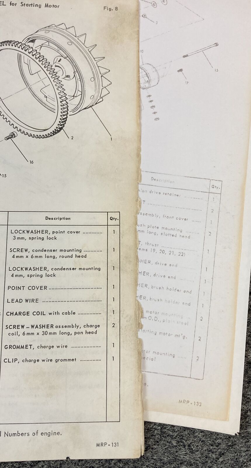 TELEDYNE WISCONSIN ROBIN EY27W LOOSE-LEAF SERVICE PARTS MANUAL