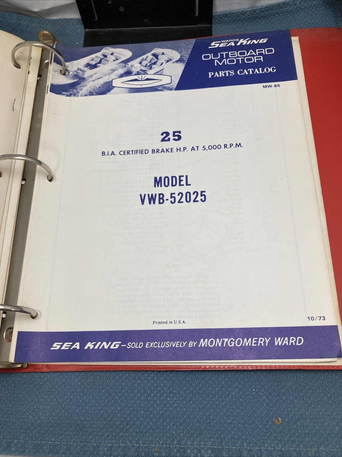 WARD SEA KING OUTBOARD MOTOR MW-80 - MW-83, MW-85 - MW-87 PARTS CATALOGS