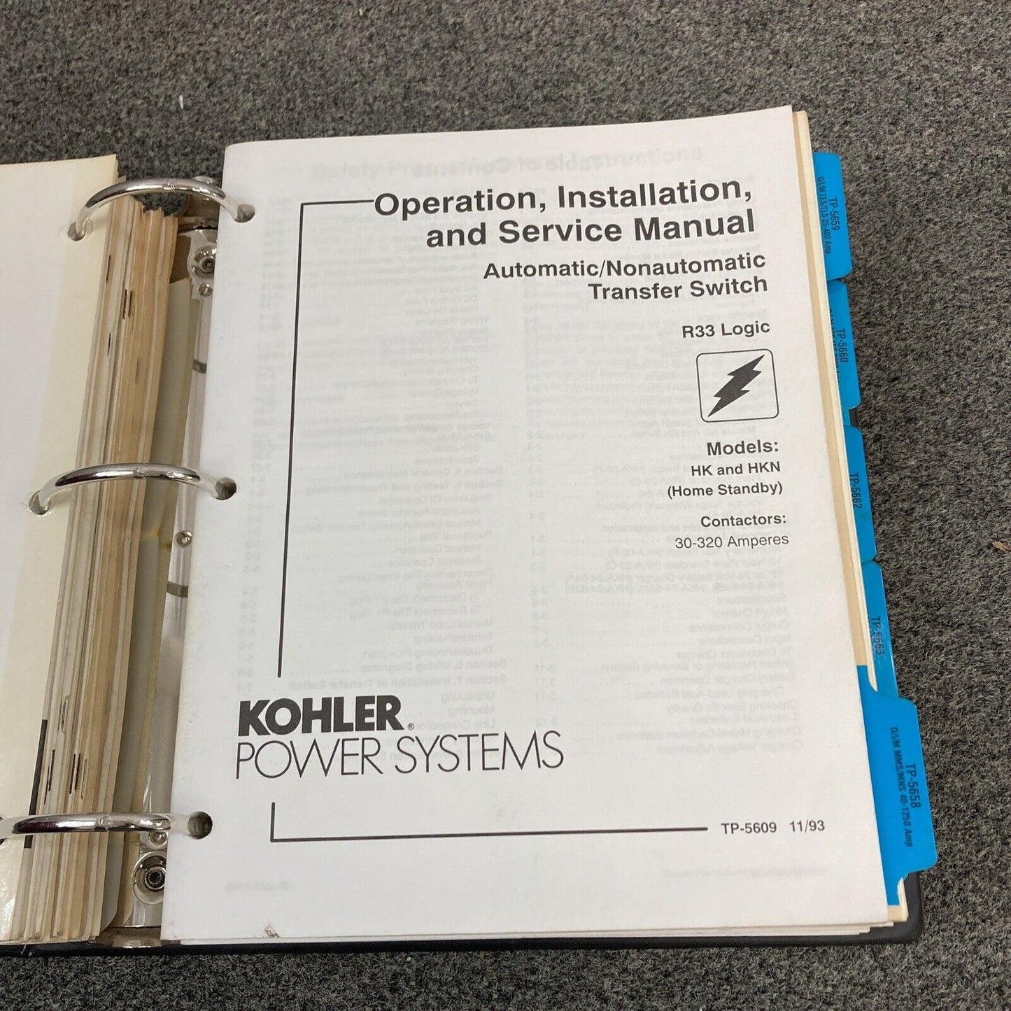 QTY 28 GENUINE KOHLER OPER/INSTALL/SERVICE MANUALS FOR TRANSFER SWITCHES