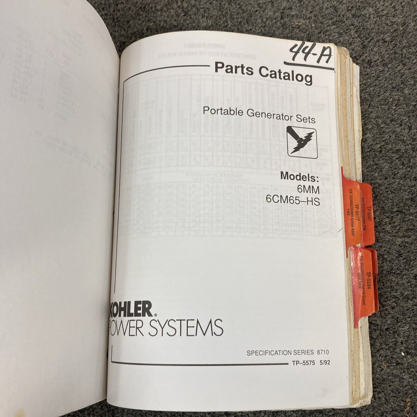 GENUINE KOHLER SERVICE PARTS/PARTS CATALOGS