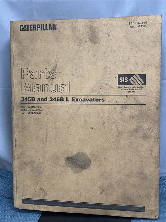 GENUINE CATERPILLAR SEBP2693-02 PARTS MANUAL 345B AND 345B L EXCAVATORS