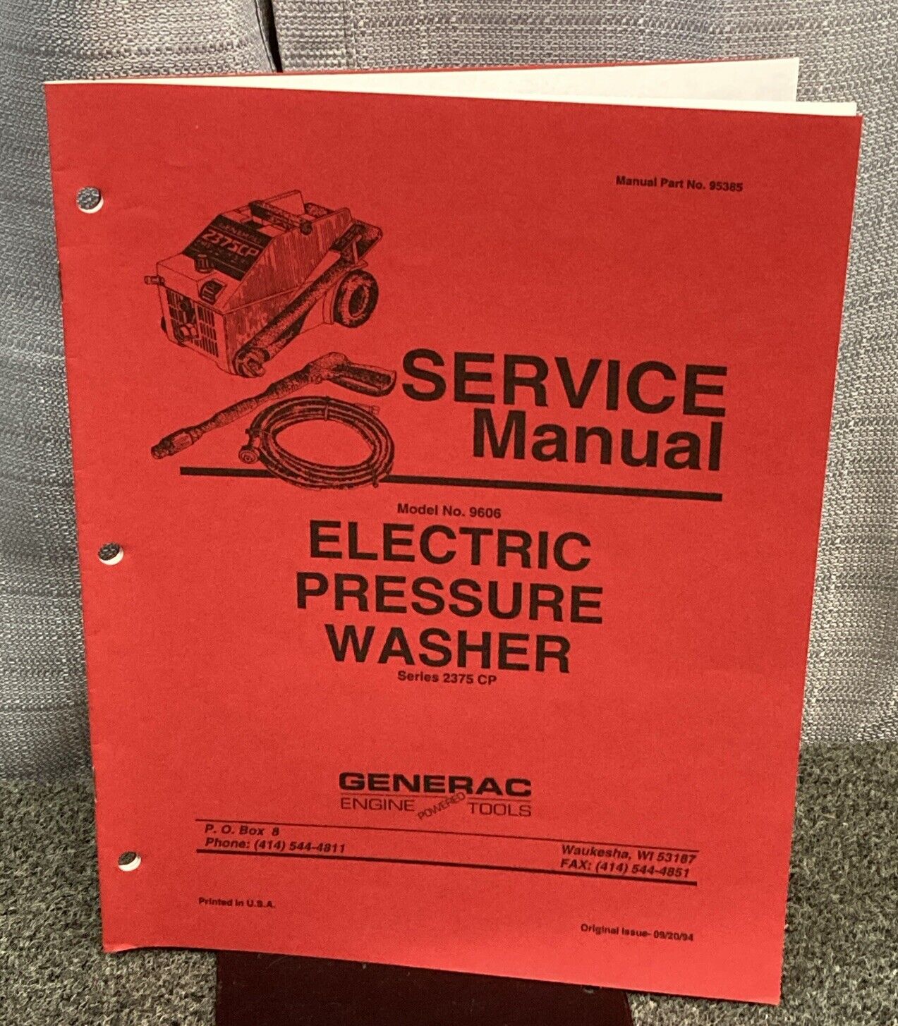 GENUINE GENERAC 95385 SERVICE MANUAL SERIES 2375CP