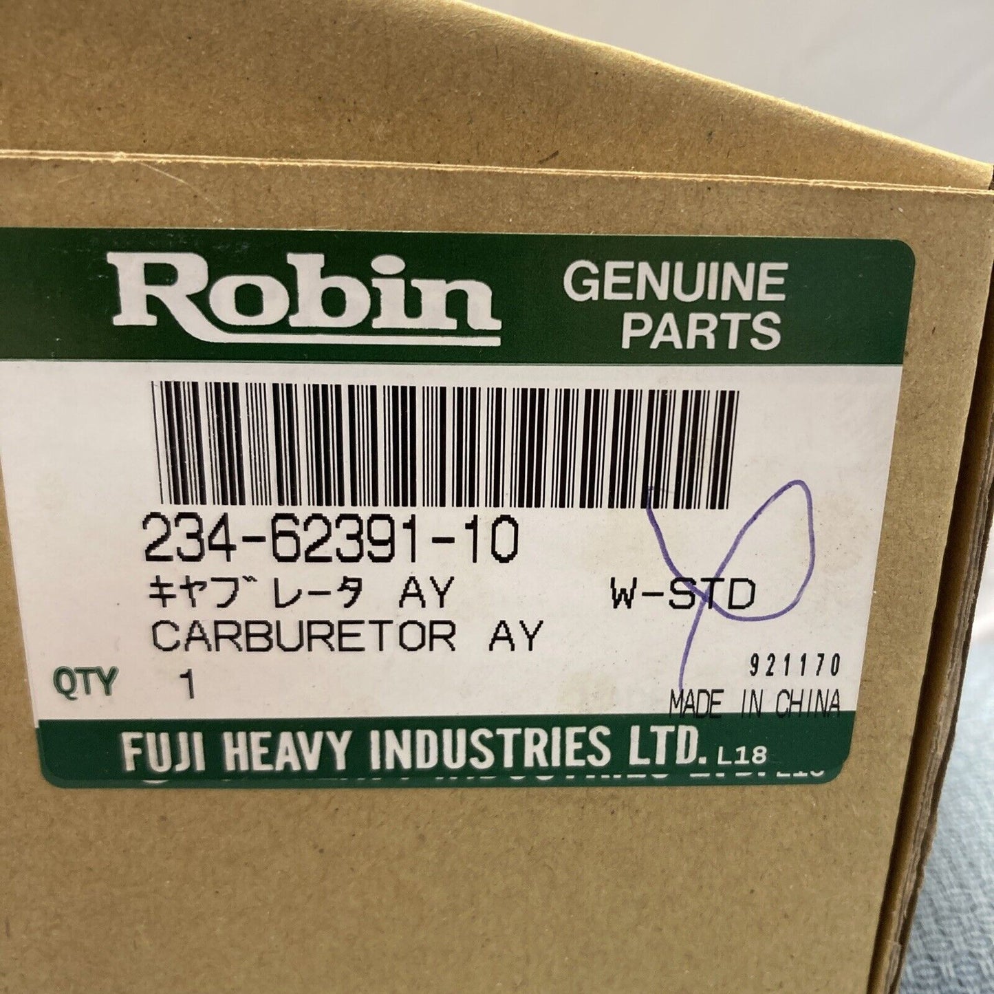NEW SUBARU ROBIN 234-62391-10 CARBURETOR