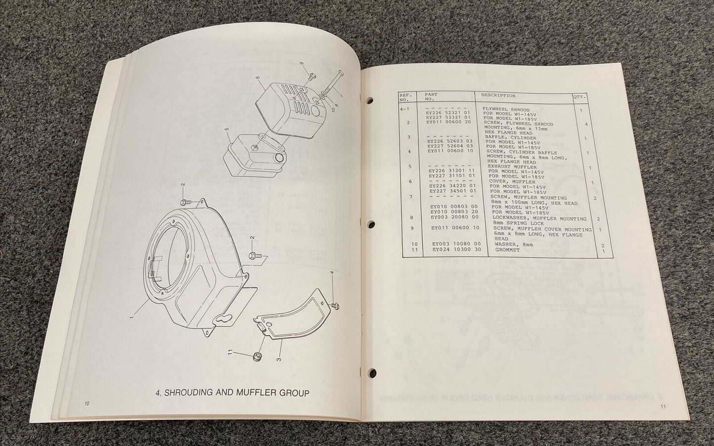 TELEDYNE TOTAL POWER WISCONSIN ROBIN W1-185V & W1-145V ILLUS. PARTS CATALOG