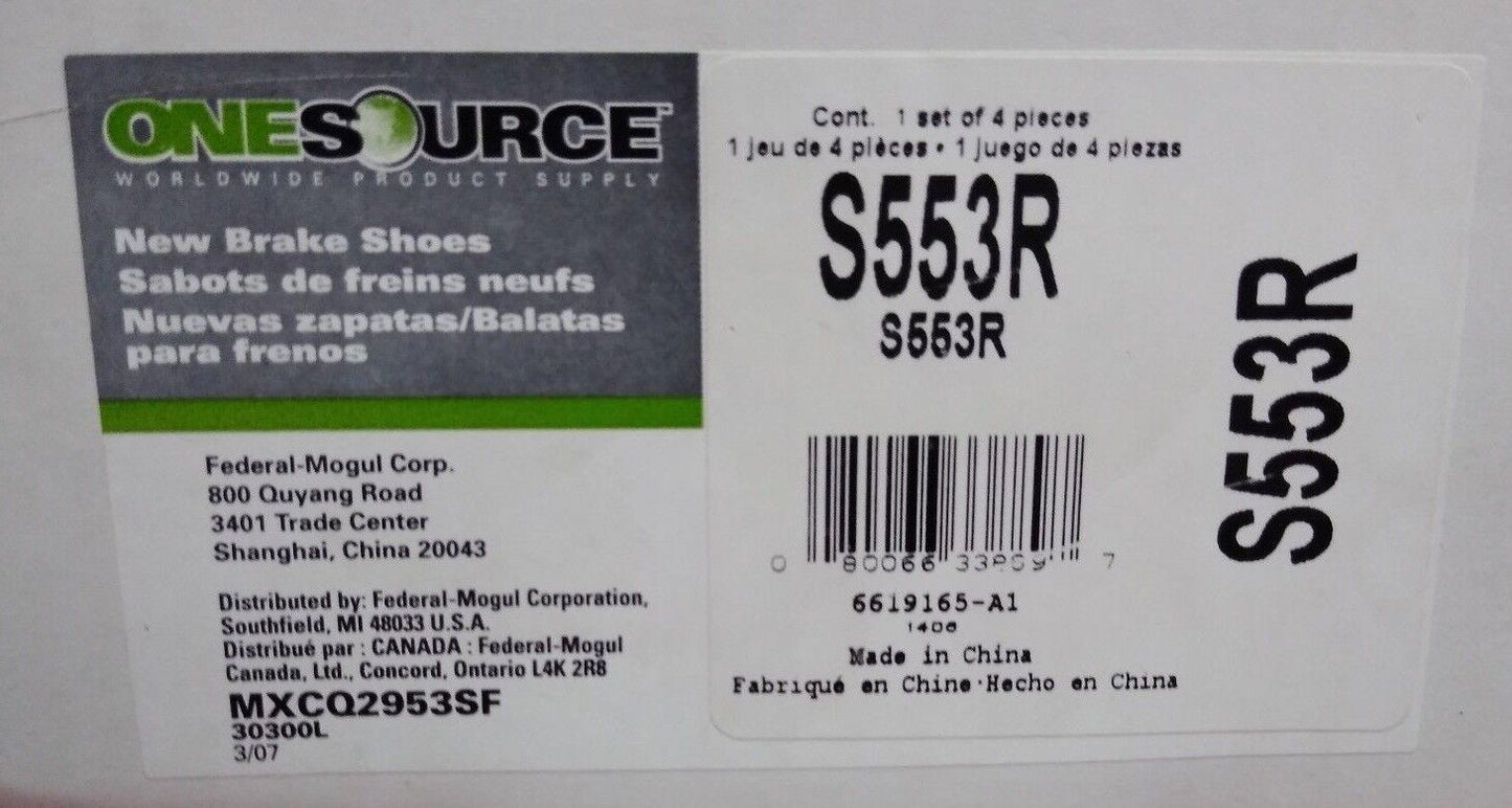 Centric One Source Brake Shoes / S553R / MXCQ2953SF / 1 Set of 4 Pieces / 30300L