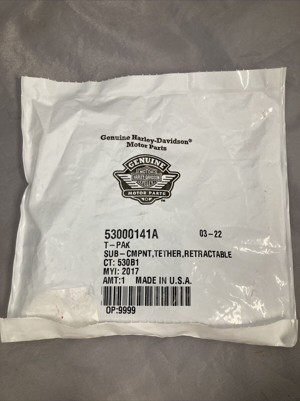 NEW GENUINE HARLEY DAVIDSON 53000141A T-PAK SUB-CMPNT,TETHER,RETRACTAB ...