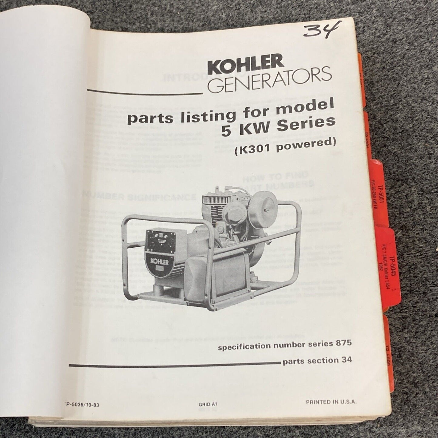 QTY 21 GENUINE KOHLER GENERATORS PARTS LISTING/CATALOG MANUALS