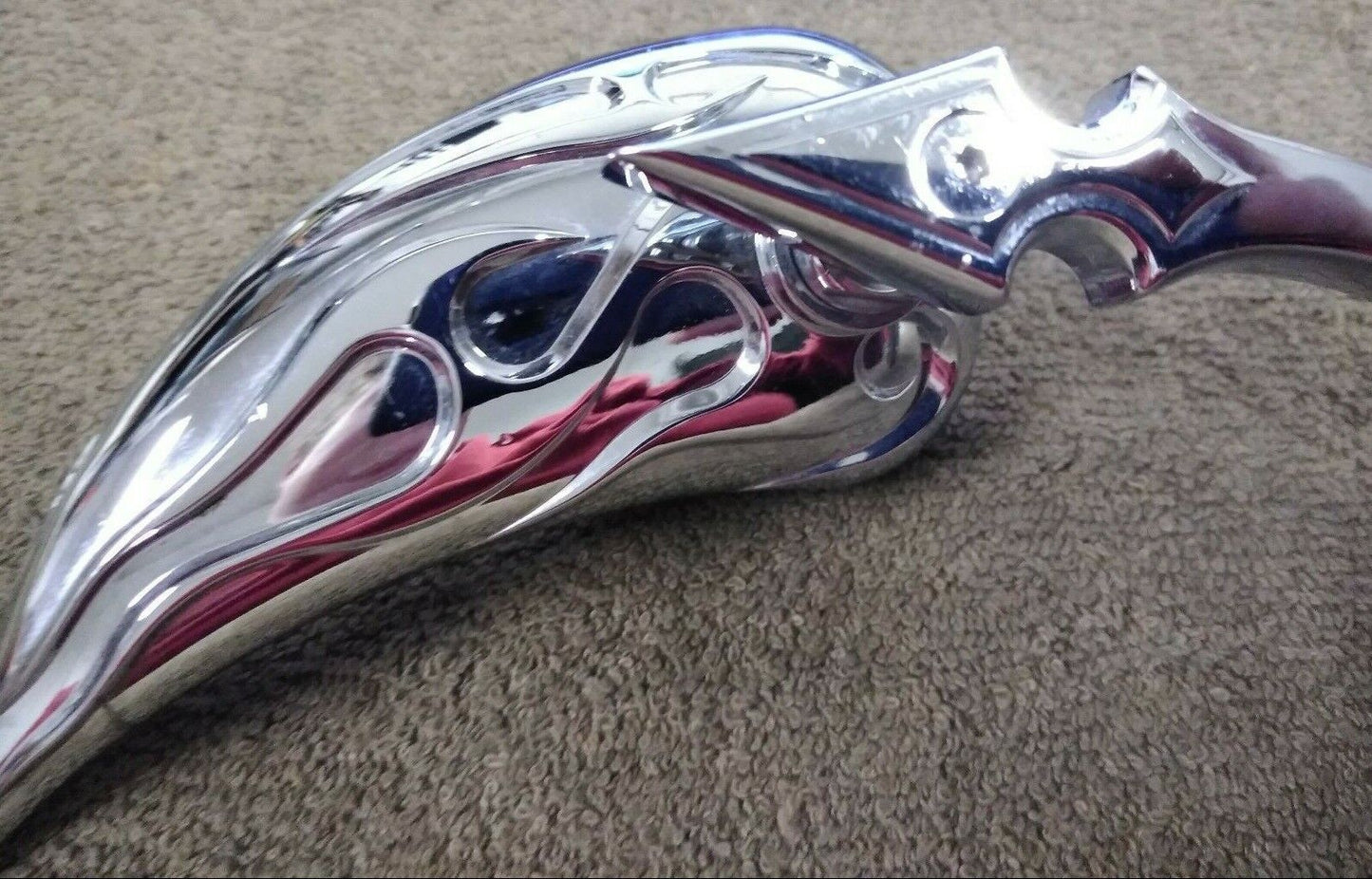 Right Hand Tear Drop Motorcycle Mirror / Flame / Chrome /