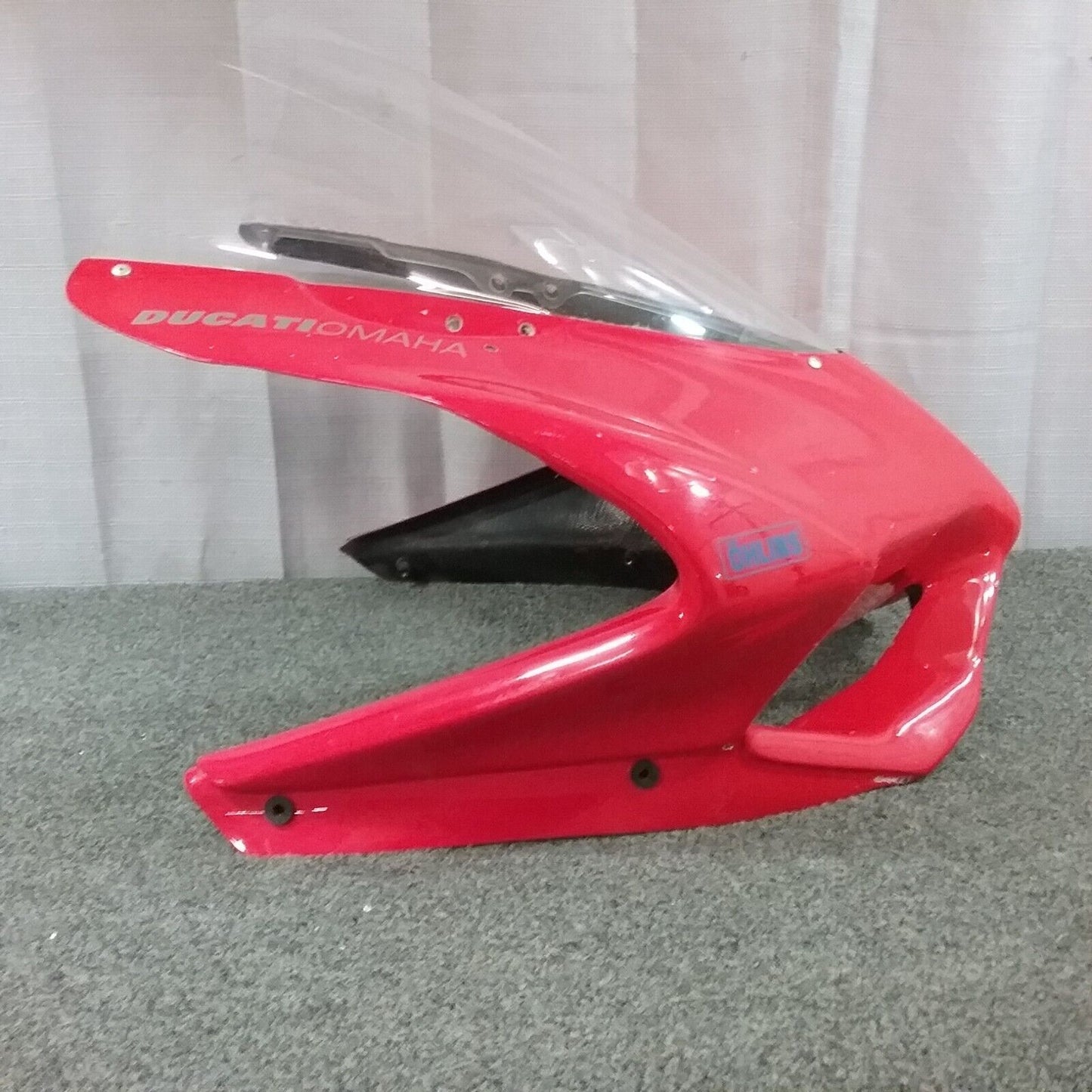 DUCATI FRONT UPPER HEADLIGHT TRACK FAIRING PANIGALE RED W/ WIND SCREEN 48710601A