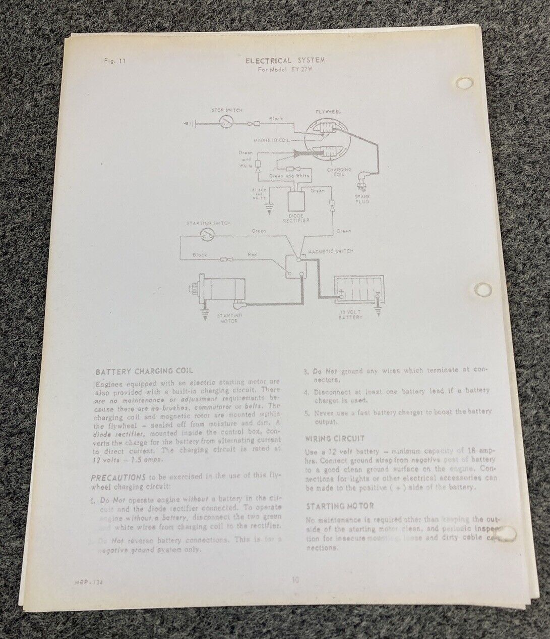 TELEDYNE WISCONSIN ROBIN EY27W LOOSE-LEAF SERVICE PARTS MANUAL