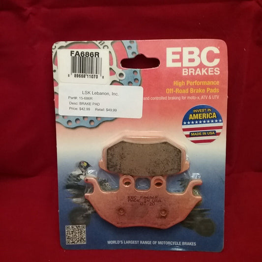 NEW EBC FA686R LONG LIFE SINTERED REAR BRAKE PAD Kawasaki Mule KAF 820