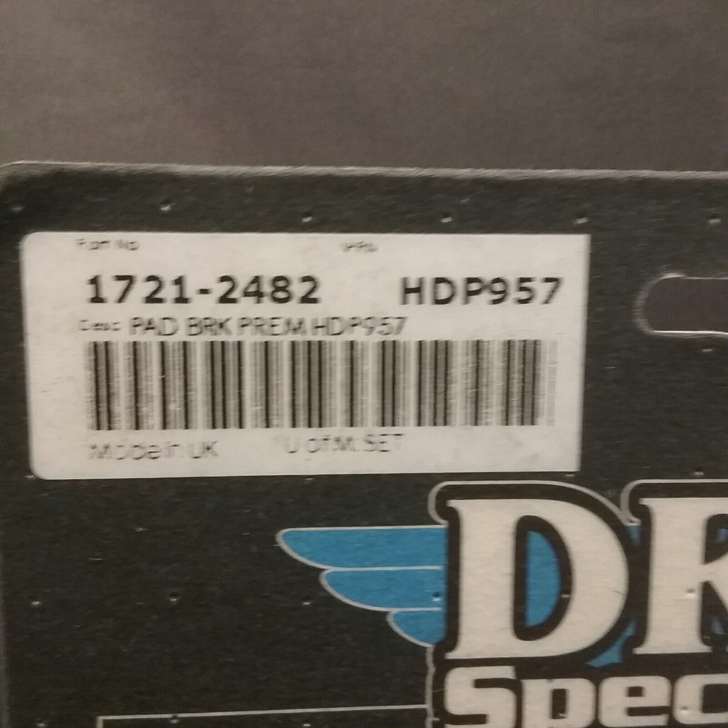 NEW DRAG SPECIALTIES 1721-2482 BRAKE PADS, SINTERED HARLEY/BUELL HDP957