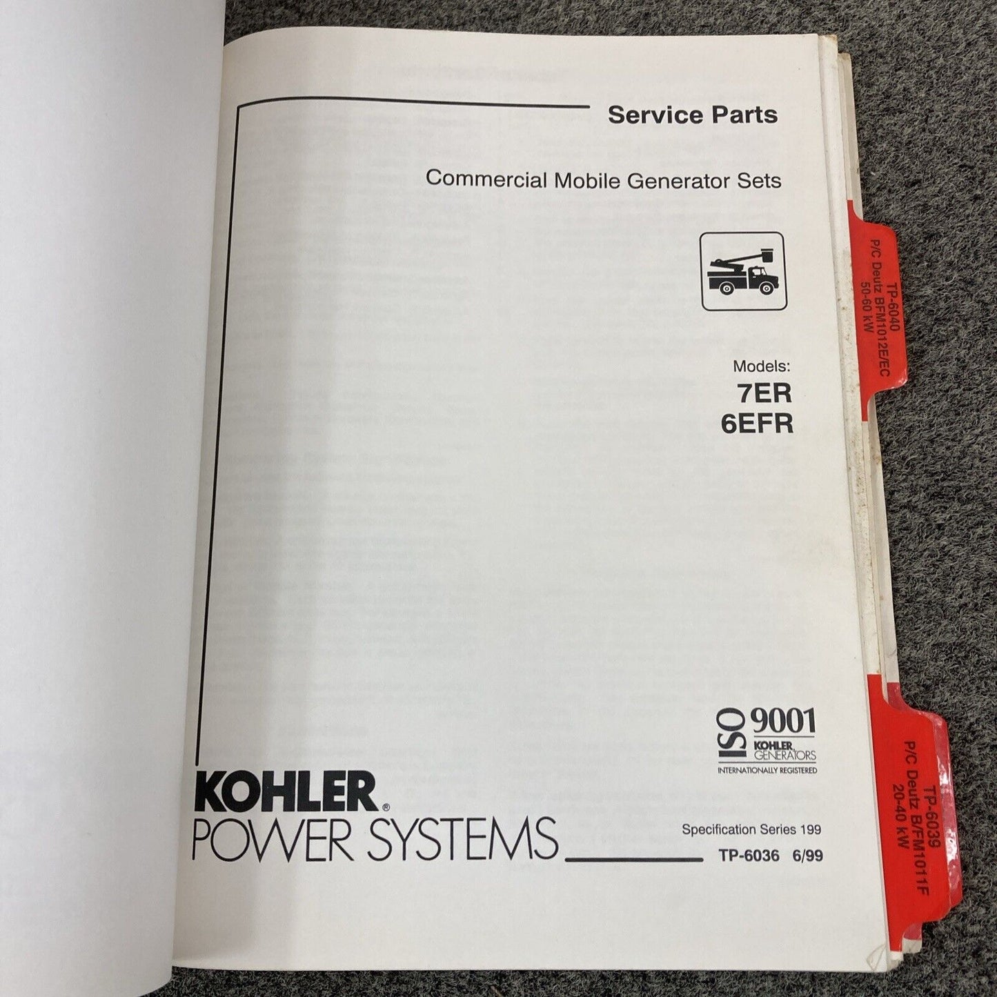 GENUINE KOHLER INDUSTRIAL GENERATOR SET SERVICE PARTS MANUALS