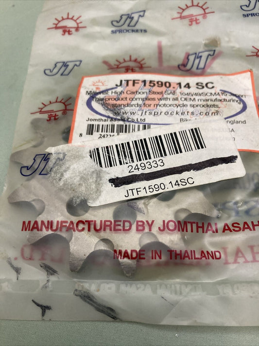 NEW GENUINE JT JTF1590.14 SC SELF CLEANING 14 TOOTH SPROCKET, YAMAHA