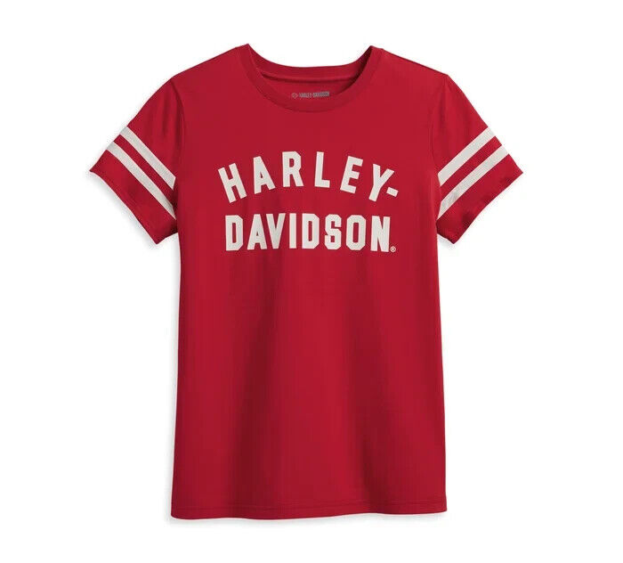 NEW HARLEY DAVIDSON 96435-23VW Women's Forever Sleeve Striped Red Knit Tee 1W