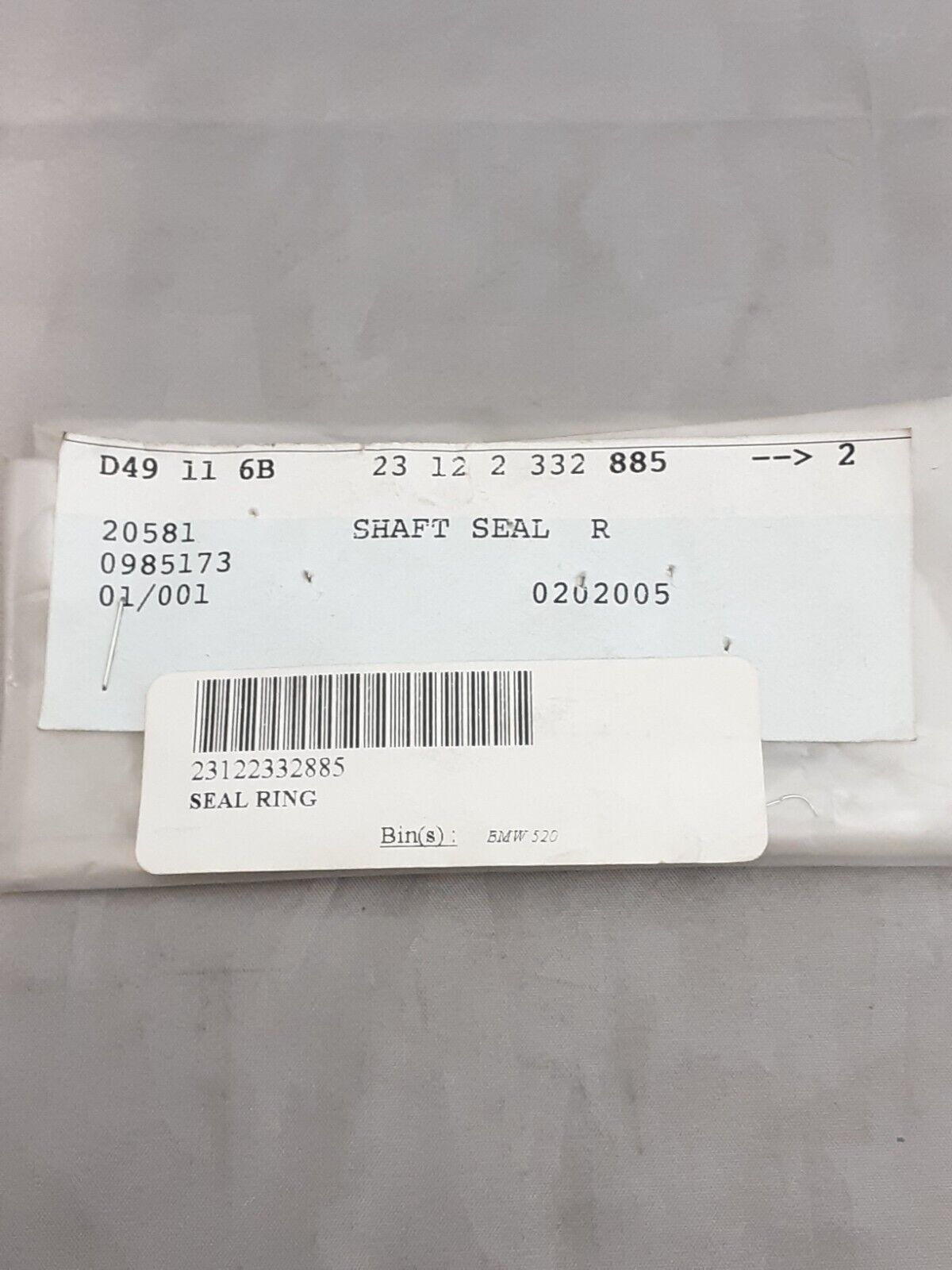 NEW GENUINE BMW 23122332885 SHAFT SEAL 20X32X8 R60 R75 R90 R100 R80 K1200 R1200