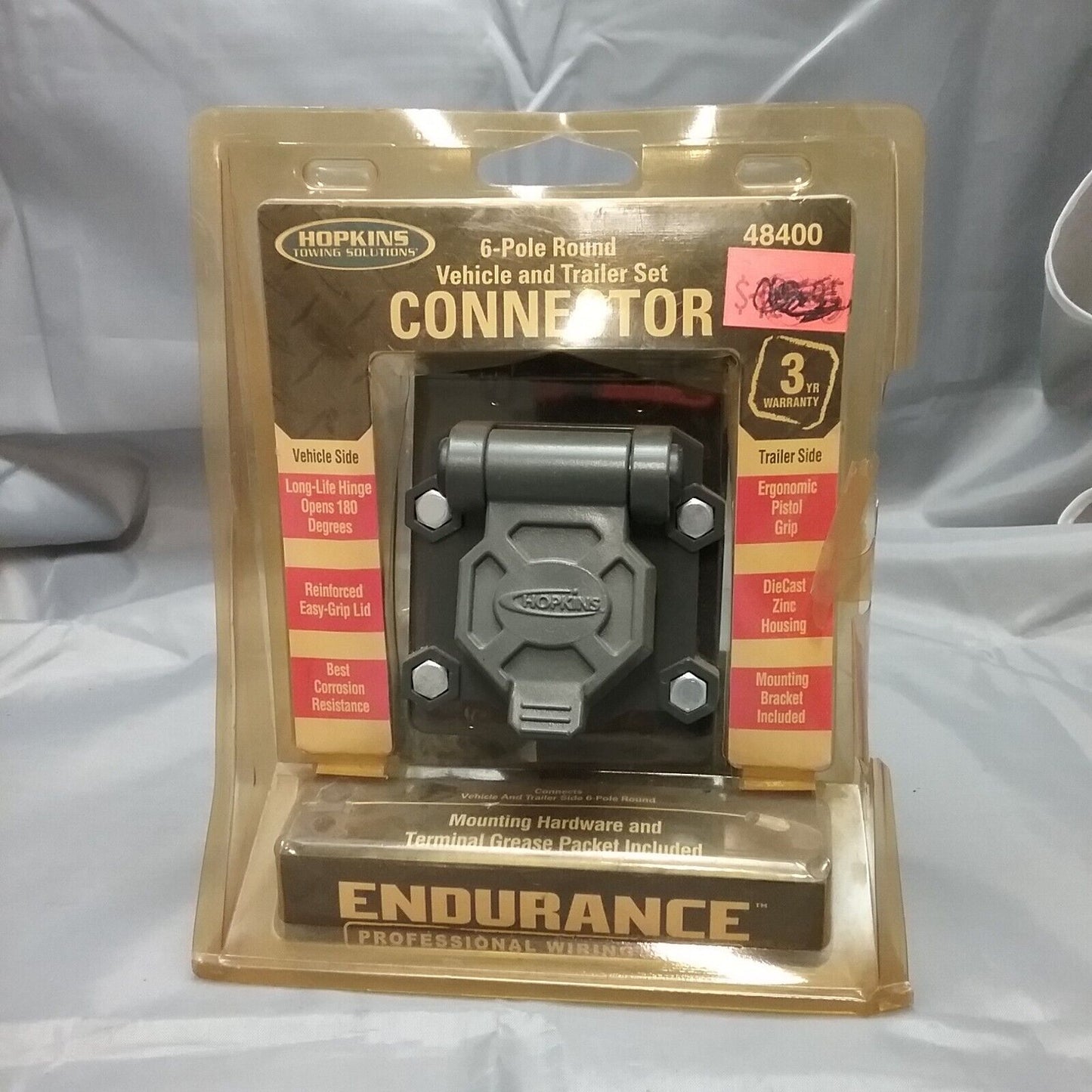 NEW HOPKINS TOWING SOLUTIONS 48400 6-POLE ROUND VEHICLE & TRAILER SET CONNECTOR