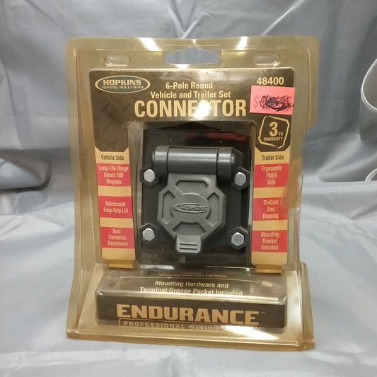 NEW HOPKINS TOWING SOLUTIONS 48400 6-POLE ROUND VEHICLE & TRAILER SET CONNECTOR
