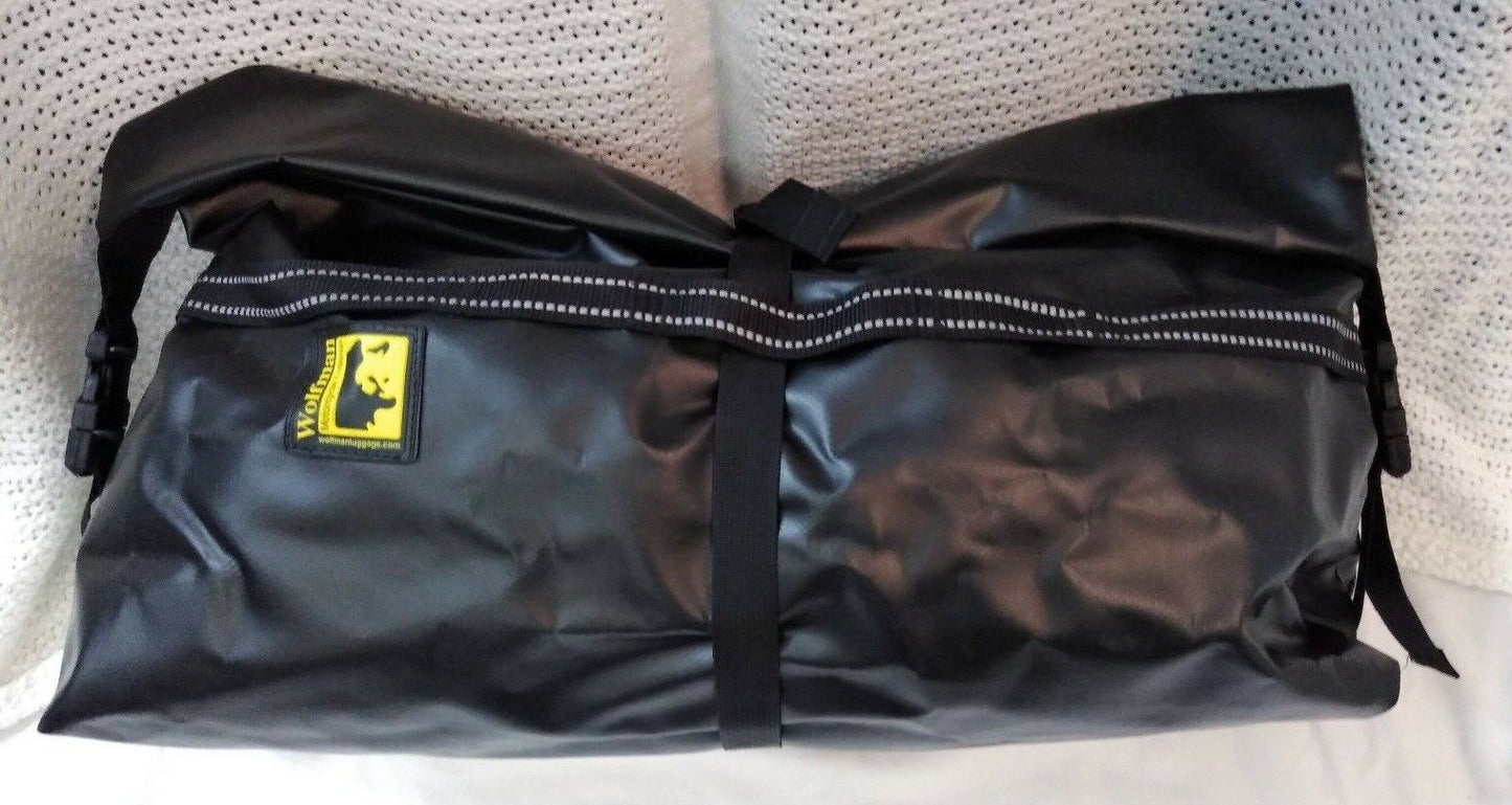 WOLFMAN Expedition Duffle Medium Saddle Bag Luggage Black Vinyl Waterproof