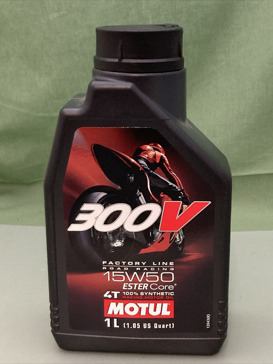 NEW GENUINE MOTUL 300V 15W50 4T SYNTHETIC RACING MOTOR OIL