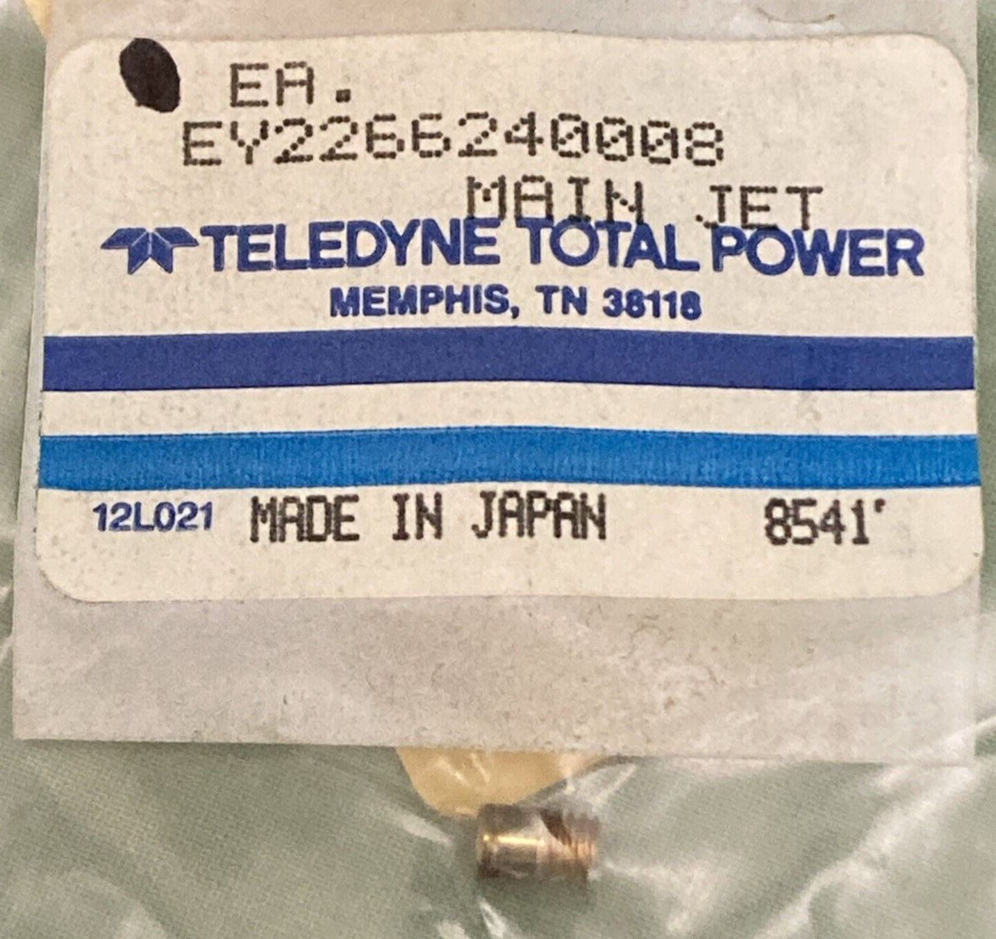 NEW GENUINE TELEDYNE TOTAL POWER EY2266240008 MAIN JET 226-62400-08