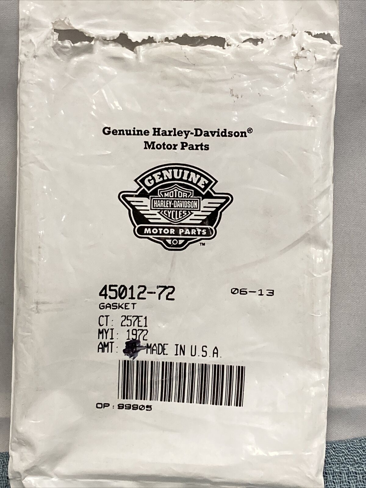 NEW GENUINE HARLEY-DAVIDSON 45012-72 GASKET