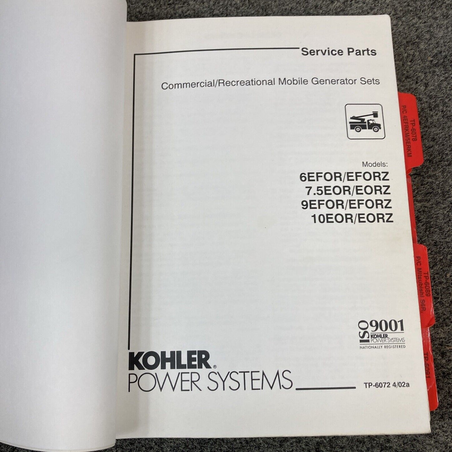 GENUINE KOHLER GENERATOR SETS SERVICE PARTS MANUALS