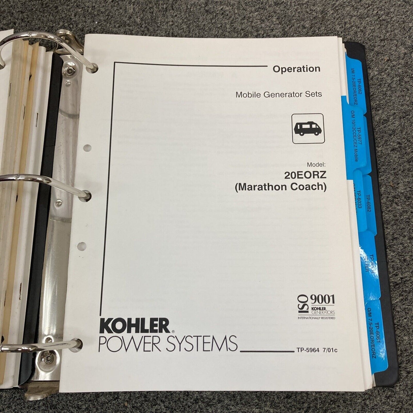 GENUINE KOHLER RV/MOBILE GENERATOR SETS INSTALLATION/OPERATION MANUALS