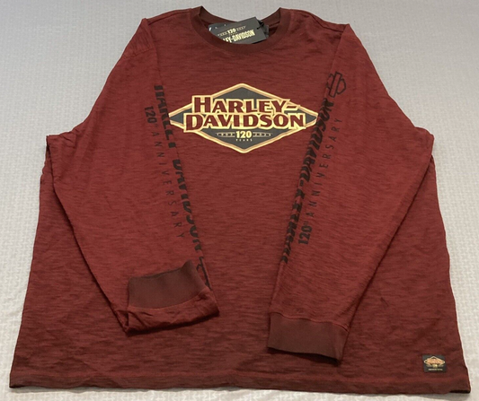 NEW GENUINE HARLEY DAVIDSON 96549-23VM MEN'S 3XL 120TH KNIT RED MERLOT TEE