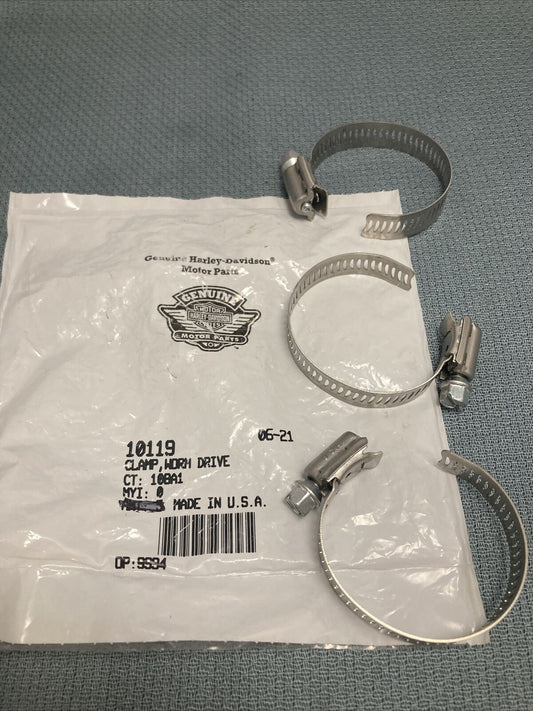 QTY 3 NEW GENUINE HARLEY DAVIDSON 10119 CLAMP, WORM DRIVE