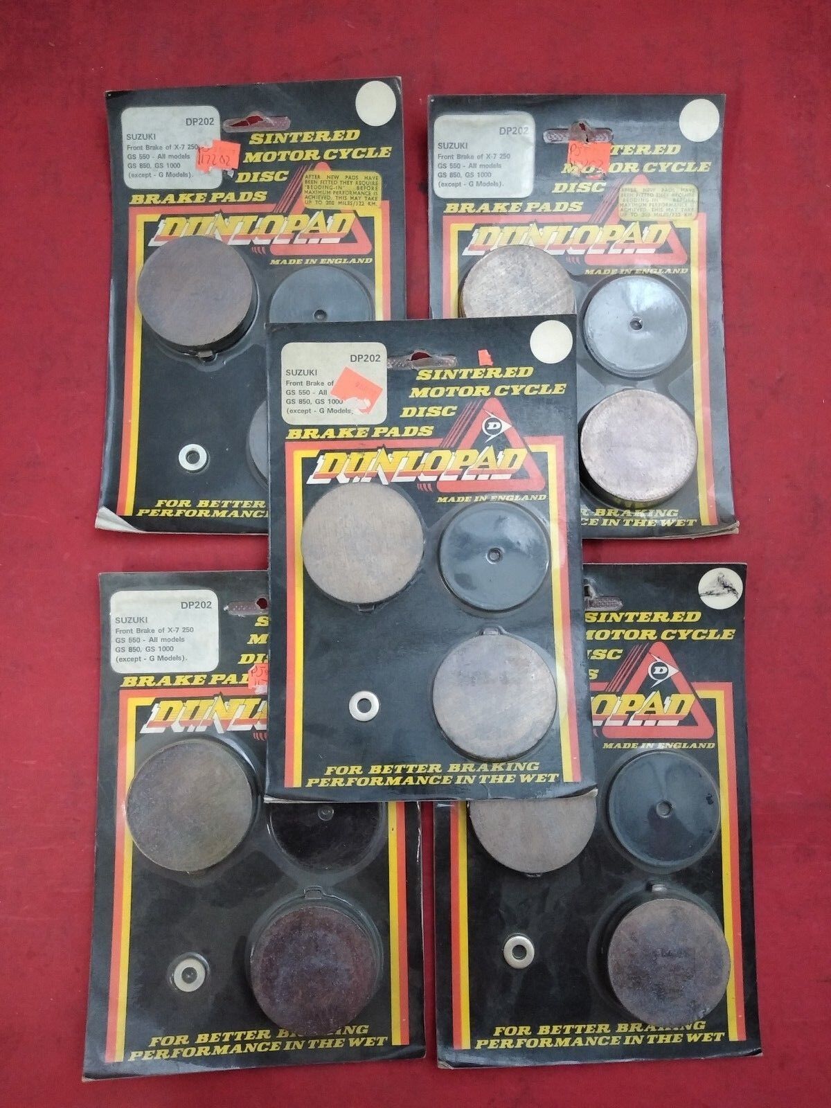 NEW Set of 5 DUNLOPAD Sintered Motorcycle Disc Brake Pads DP202 for Suzuki