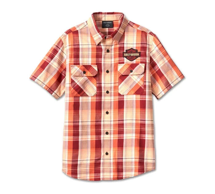 NEW GENUINE HARLEY DAVIDSON 96616-23VM MEN'S XLARGE SHIRT WOVEN RED PLAID MERLOT